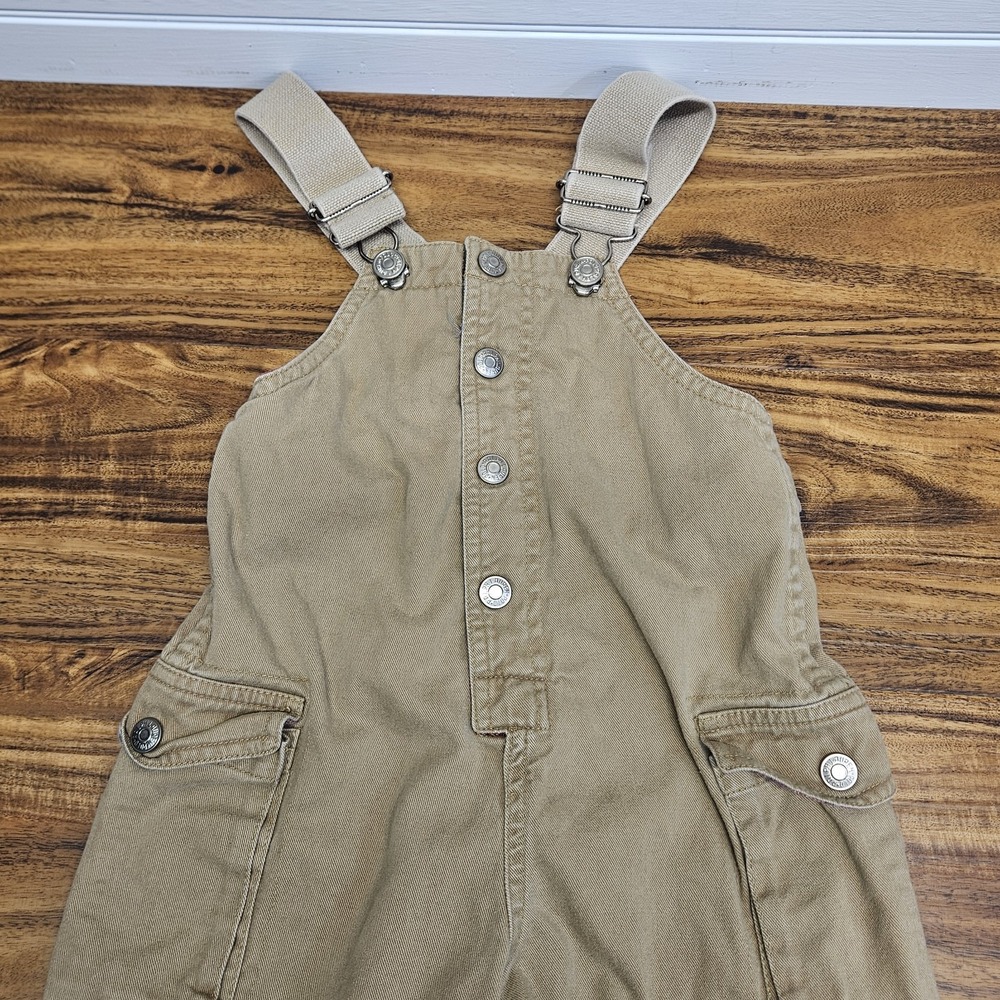 Polo Jeans Co Ralph Lauren Toddler Boys Khaki Bib Overall Shorts 2T Cotton